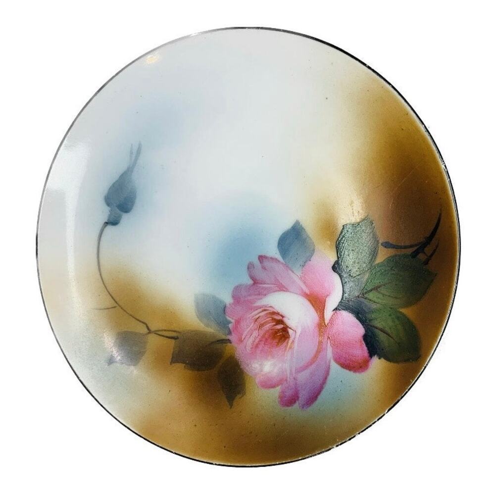 Chikara Achi Tea Saucer Japan Rose Plate Vintage Decorative Hand painted 6"